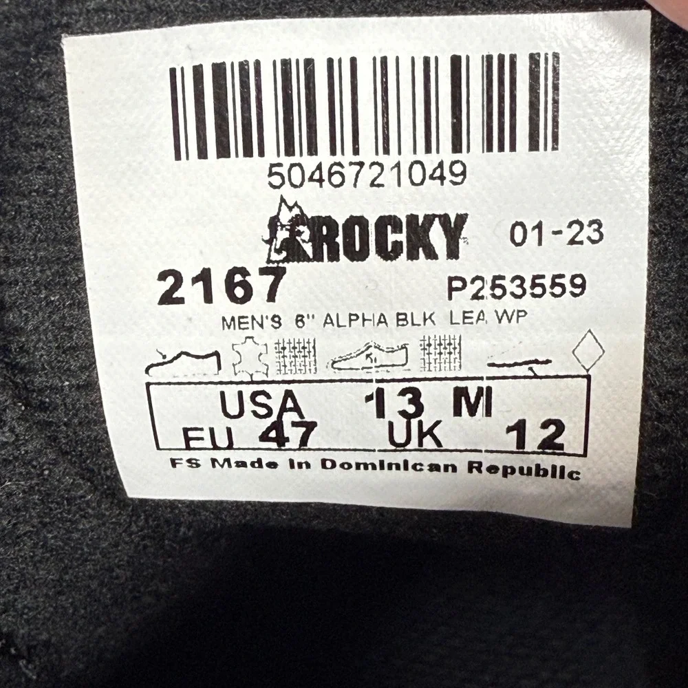 Rocky Alpha Force‎ Waterproof Leather Tactical Work Boots Black Size 13M